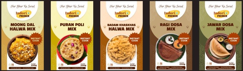 Indori Premix product range including Puran Poli Mix